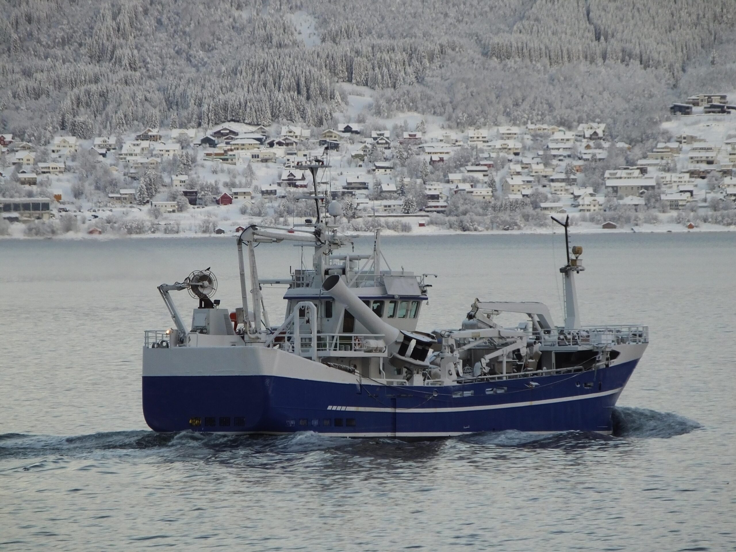 Fishing boat off the coast of Norway in November